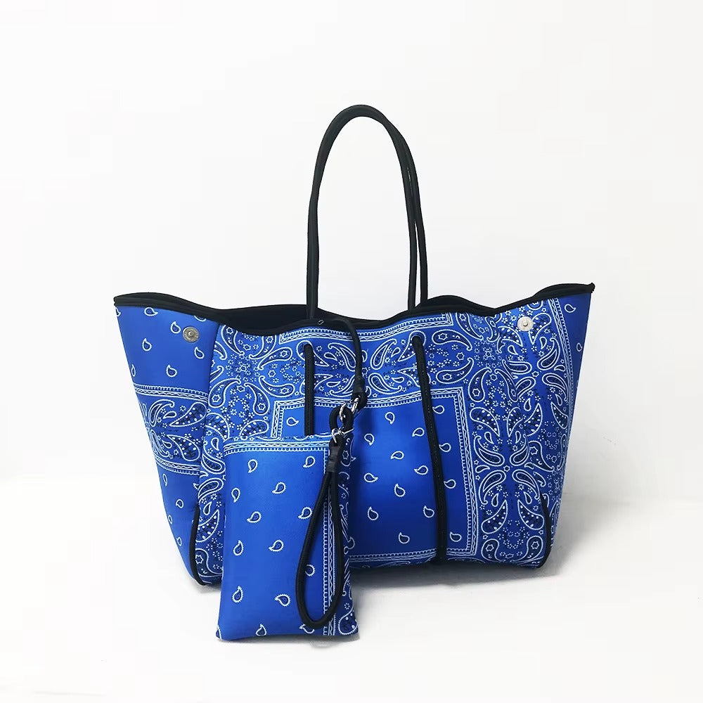 Oversized Blue Neoprene Tote