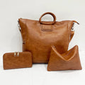 Factory Wholesale PU Leather Bag Set Large Tote with Small Pouch