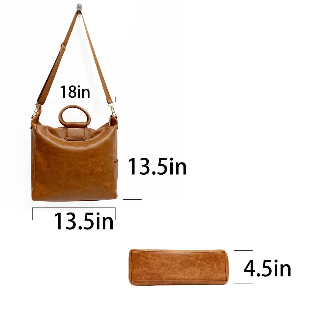 Factory Wholesale PU Leather Bag Set Large Tote with Small Pouch