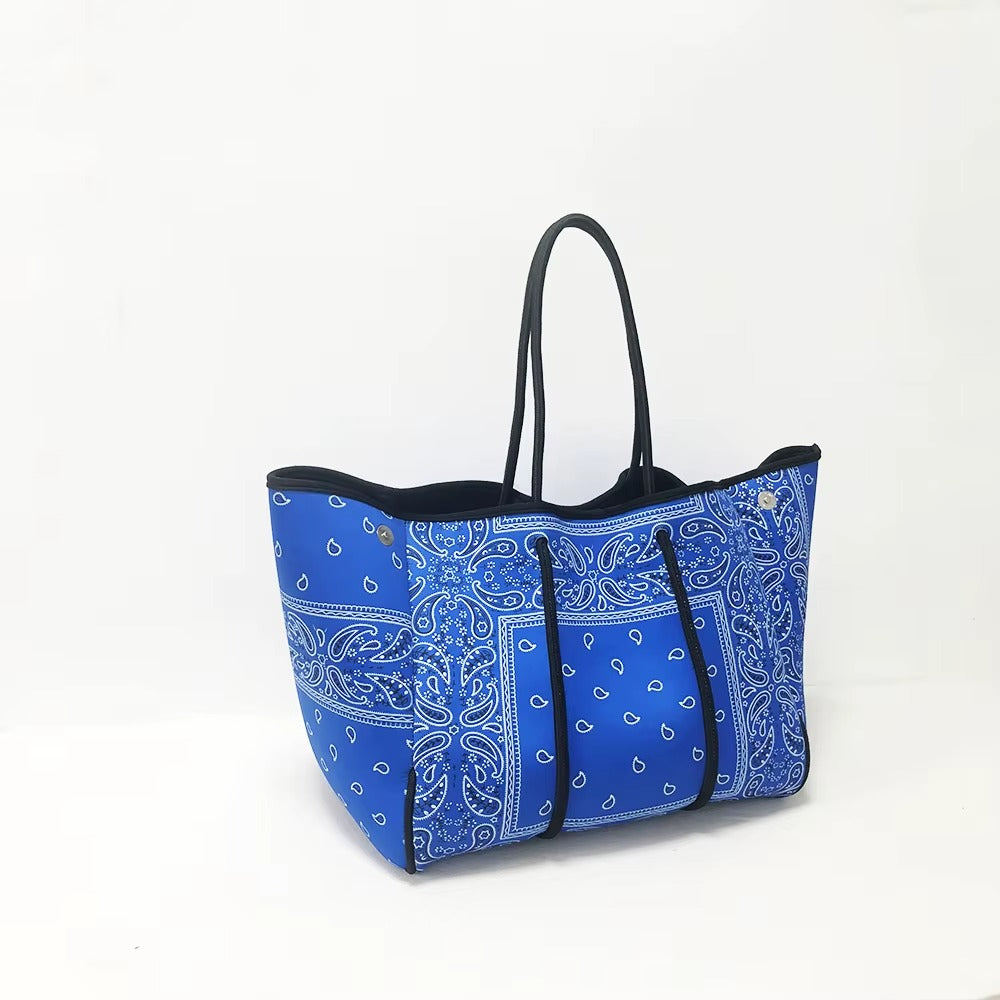 Oversized Blue Neoprene Tote