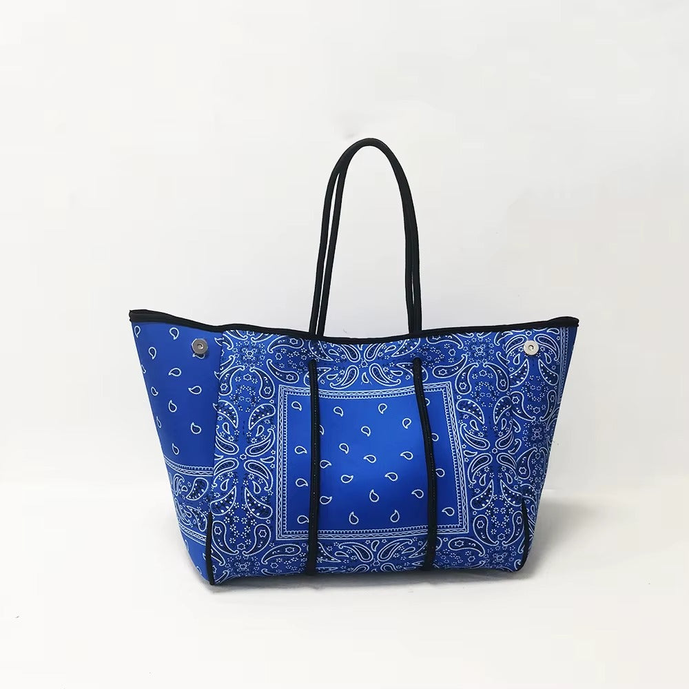 Oversized Blue Neoprene Tote
