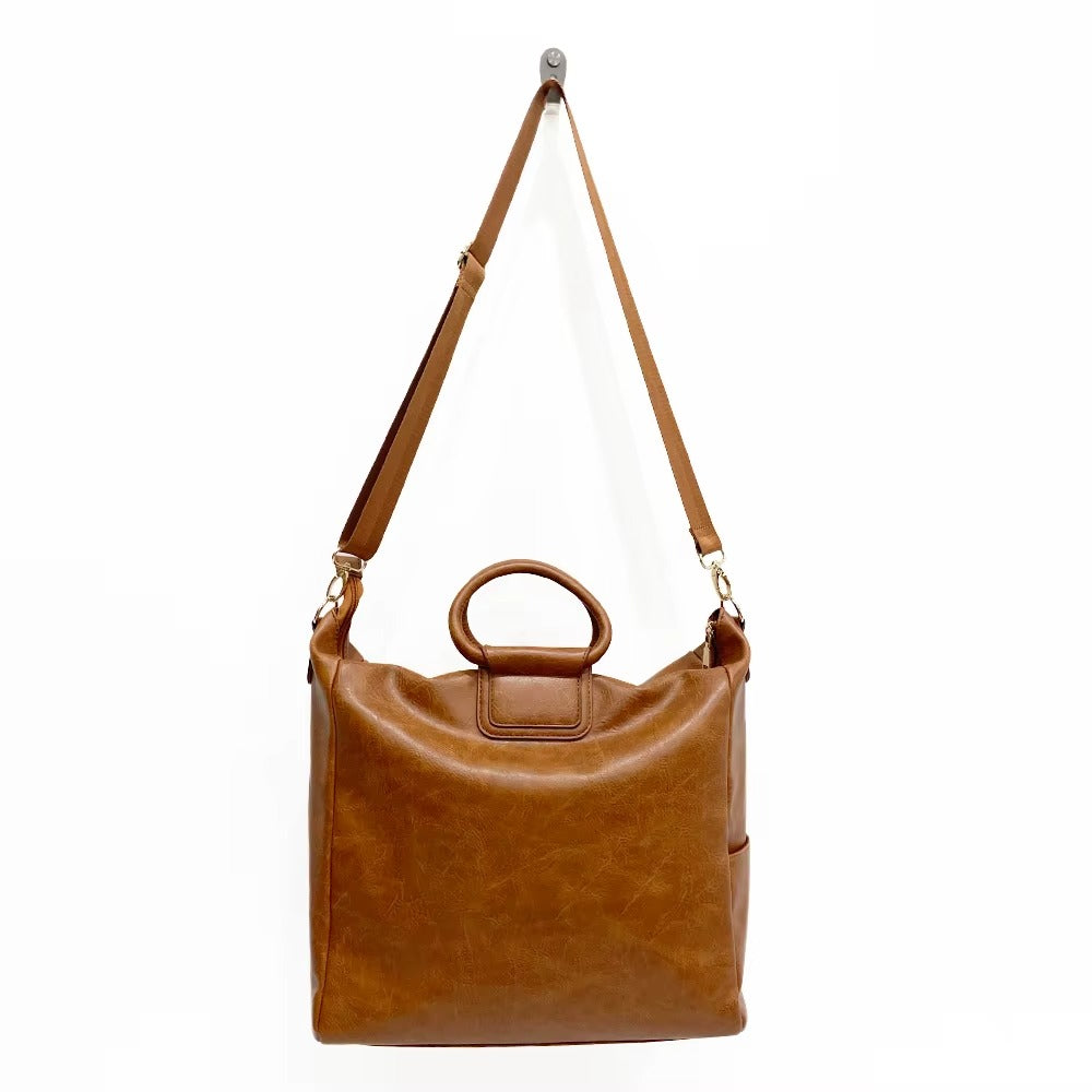 Factory Wholesale PU Leather Bag Set Large Tote with Small Pouch