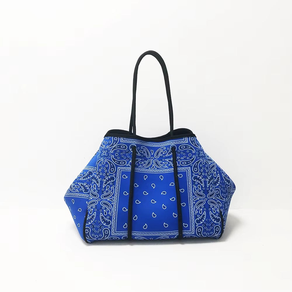Oversized Blue Neoprene Tote