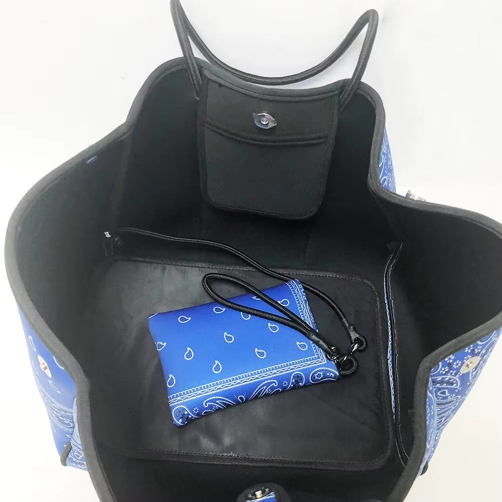 Oversized Blue Neoprene Tote