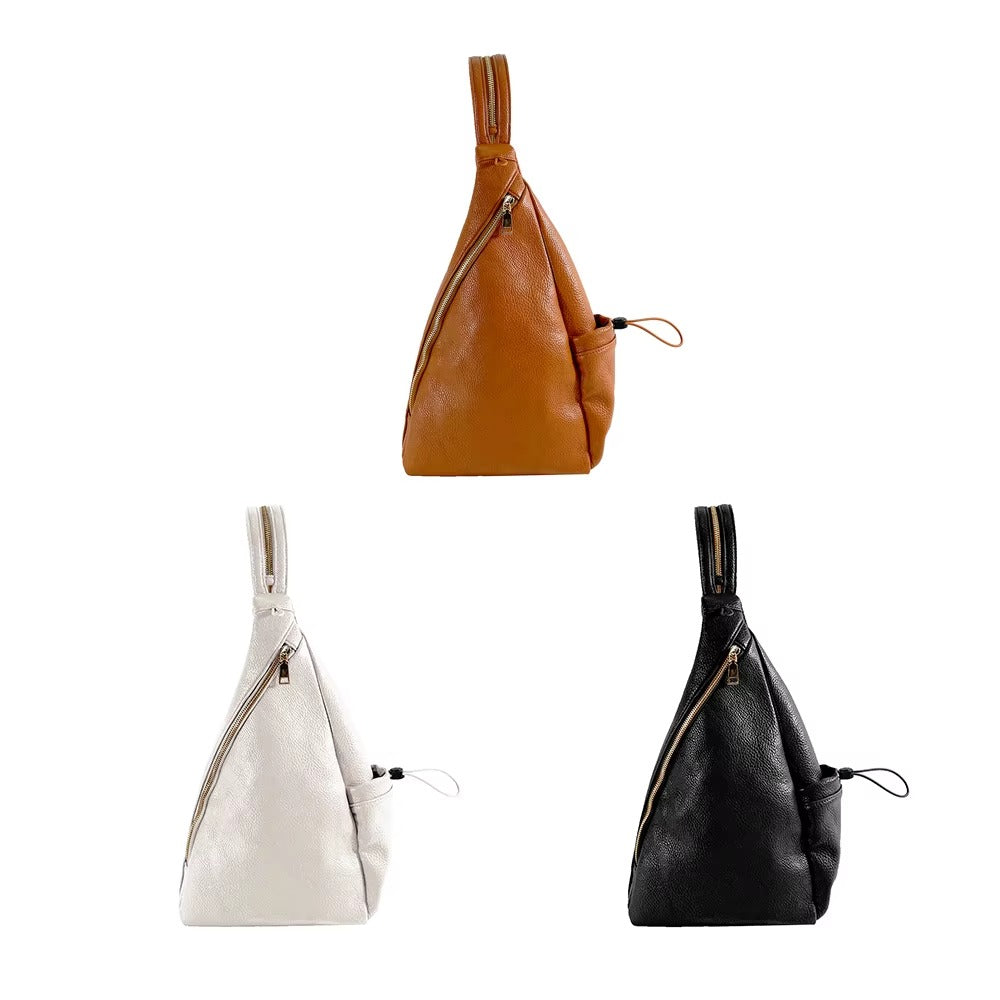 Soft Vegan Leather Backpack Casual Chest Shoulder Bag