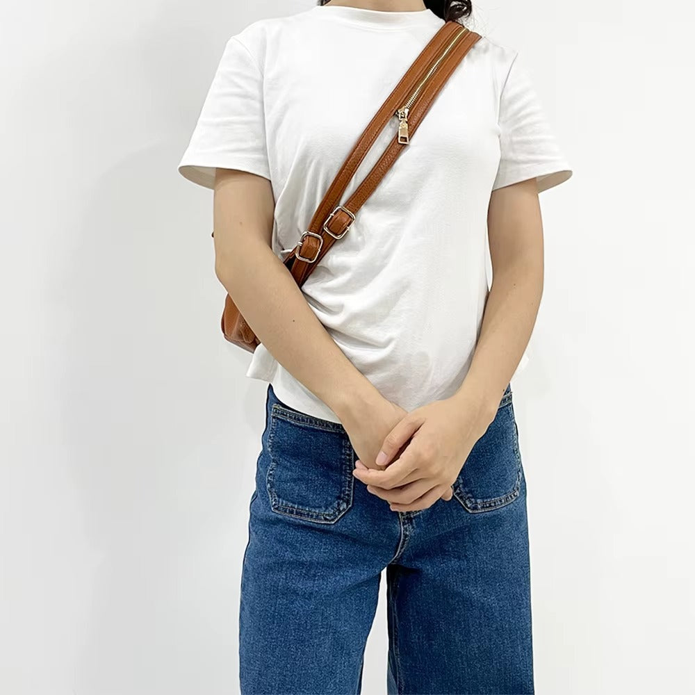 Soft Vegan Leather Backpack Casual Chest Shoulder Bag