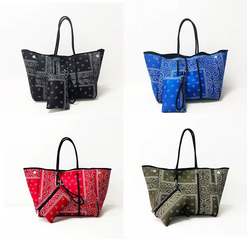 Oversized Blue Neoprene Tote